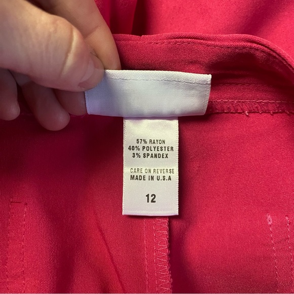 FIBERS Barbara Lesser Women Pink Crop Trouser Pants Wide Leg Drawstring Size 12 - Picture 6 of 6